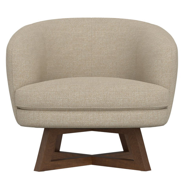 English Elm Swivel Barrel Accent Chair with X Base Foam Seat Neutral Beige Living Room Lounge B2709P496282