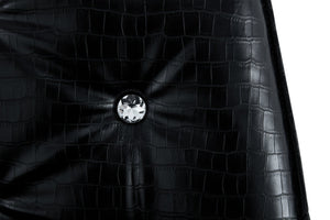 English Elm Crocodile Textured Pu Leather Accent Chair Diamond Tufted with Chrome Metal Legs W3493P456316