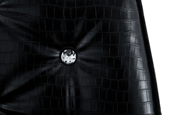 English Elm Crocodile Textured Pu Leather Accent Chair Diamond Tufted with Chrome Metal Legs W3493P456316