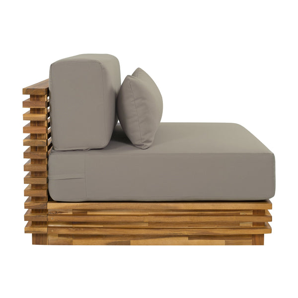 English Elm Oversized Outdoor Acacia Wood Club Chair and Table Set with Water Repellent Cushions N768P392778B