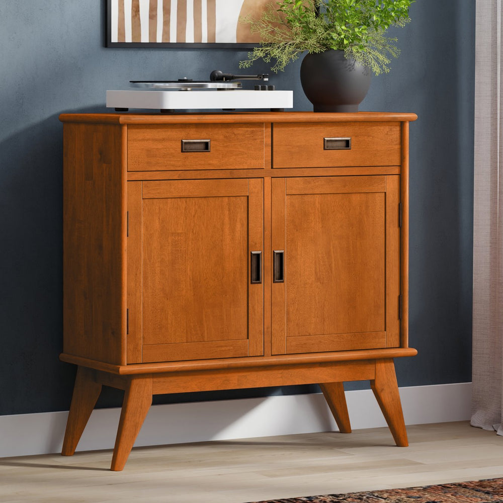 English Elm Draper Solid Wood Mid-century Storage Cabinet with Drawers and Adjustable Shelves B136P436064