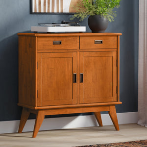 English Elm Draper Solid Wood Mid-century Storage Cabinet with Drawers and Adjustable Shelves B136P436064