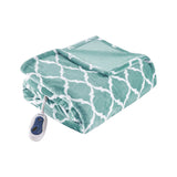 Beautyrest Heated Ogee Casual Throw BR54-0539 Aqua