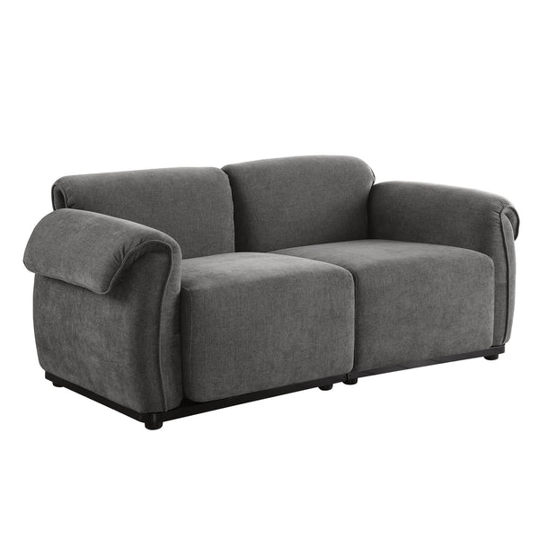 English Elm 102 Inch Linen Modular Sectional Sofa with Hidden Storage and Cloud Cushion Comfort Grey W1099S00204