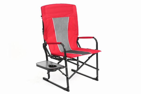 English Elm Camping Director Chair with Side Table, Cup Holder & Mesh Back, Heavy-Duty Folding Seat for Outdoor Events Red W640P224441
