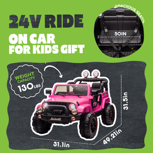 English Elm 24v Kids Electric Ride on Car with Parental Remote Rear Suspension and Bluetooth Audio Pink W1578P228744