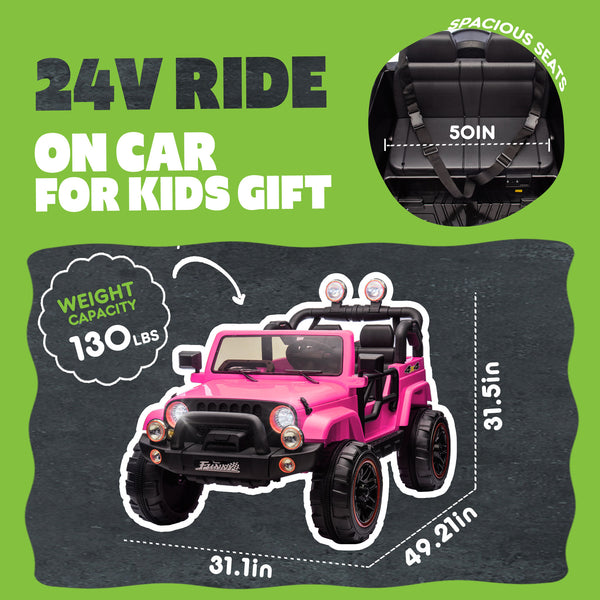 English Elm 24v Kids Electric Ride on Car with Parental Remote Rear Suspension and Bluetooth Audio Pink W1578P228744