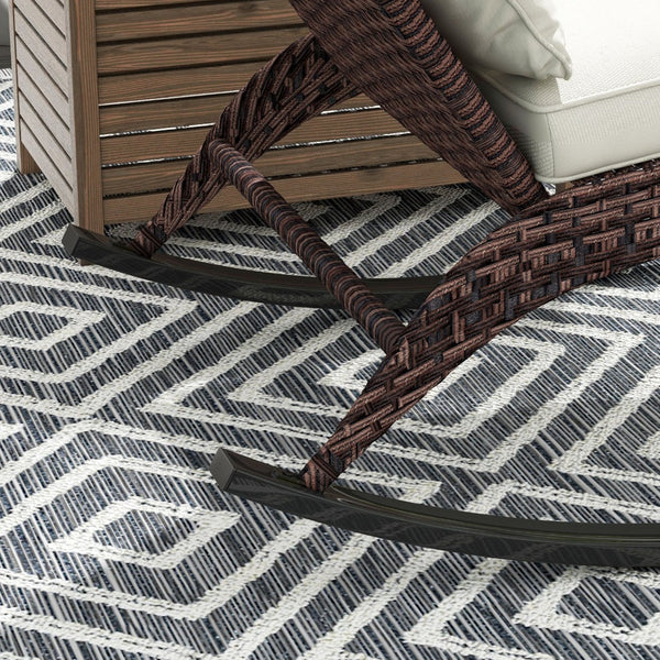 English Elm Outsunny Outdoor Wicker Adirondack Rocking Chair With Cushions - Stylish And Durable For Relaxation W2225P174010-GIGA