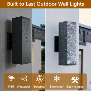 English Elm Outdoor Matte Black Square Sconce Set with Dusk to Dawn Sensor for Porch or Garage W1340P449839