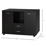 English Elm Vinsetto Multifunction Office Filing Cabinet Printer Stand With 2 Drawers, 2 Shelves, & Smooth Counter Surface, Black