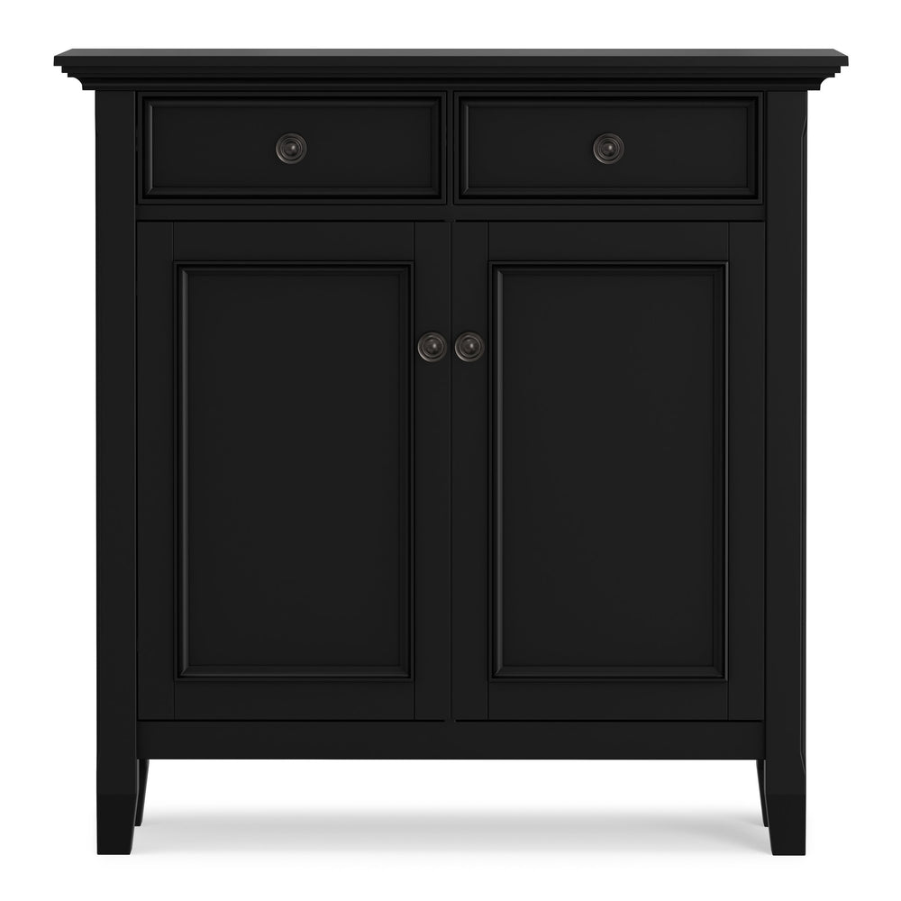 English Elm Amherst Black Pine Entryway Cabinet with Crown Molding and Raised Panel Doors B136P436041