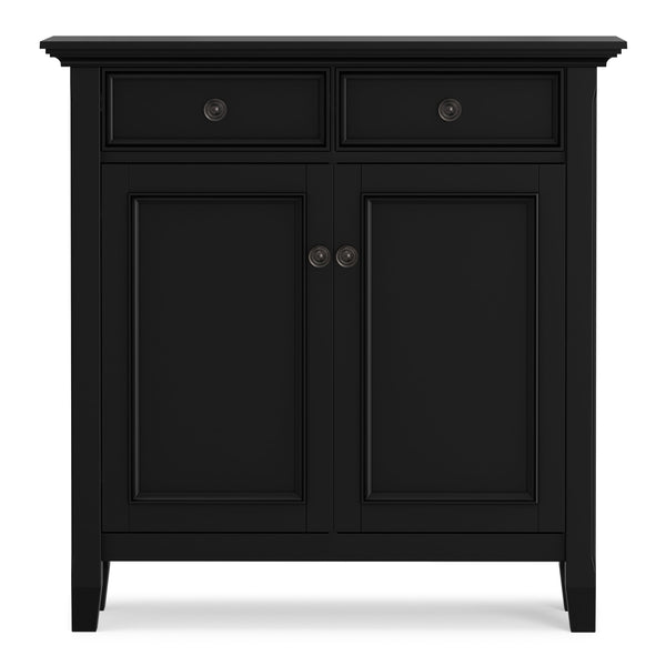 English Elm Amherst Black Pine Entryway Cabinet with Crown Molding and Raised Panel Doors B136P436041
