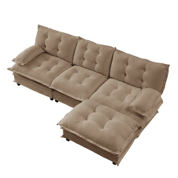 English Elm 107" Modular Cloud Sectional Chenille Deep Seat Couch with Lattice Cushions for Apartments Light Coffee W714S01707