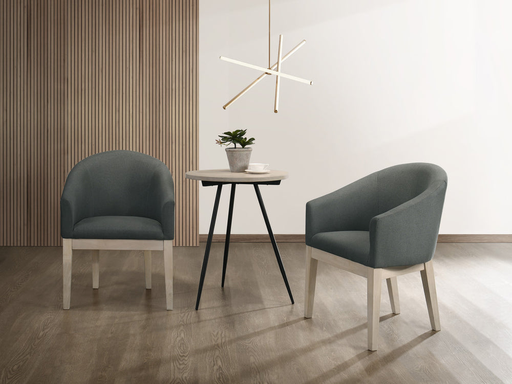 English Elm Orsola Barrel Tub Chair and Table Set Gray Upholstered Contemporary Sitting Group B2749S00003
