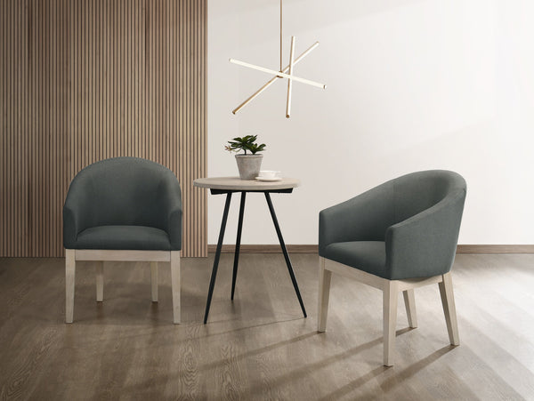 English Elm Orsola Barrel Tub Chair and Table Set Gray Upholstered Contemporary Sitting Group B2749S00003