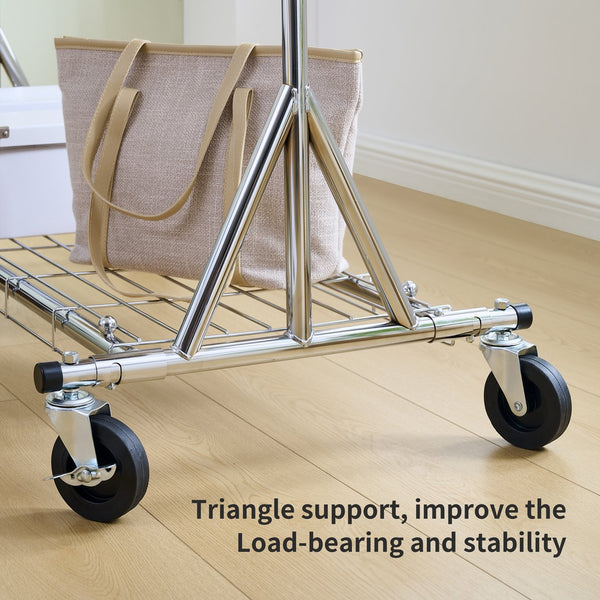 English Elm Clothes Rolling Garment Rack 600lb Capacity Collapsible Heavy Duty Frame with Locking Casters W1903P172820
