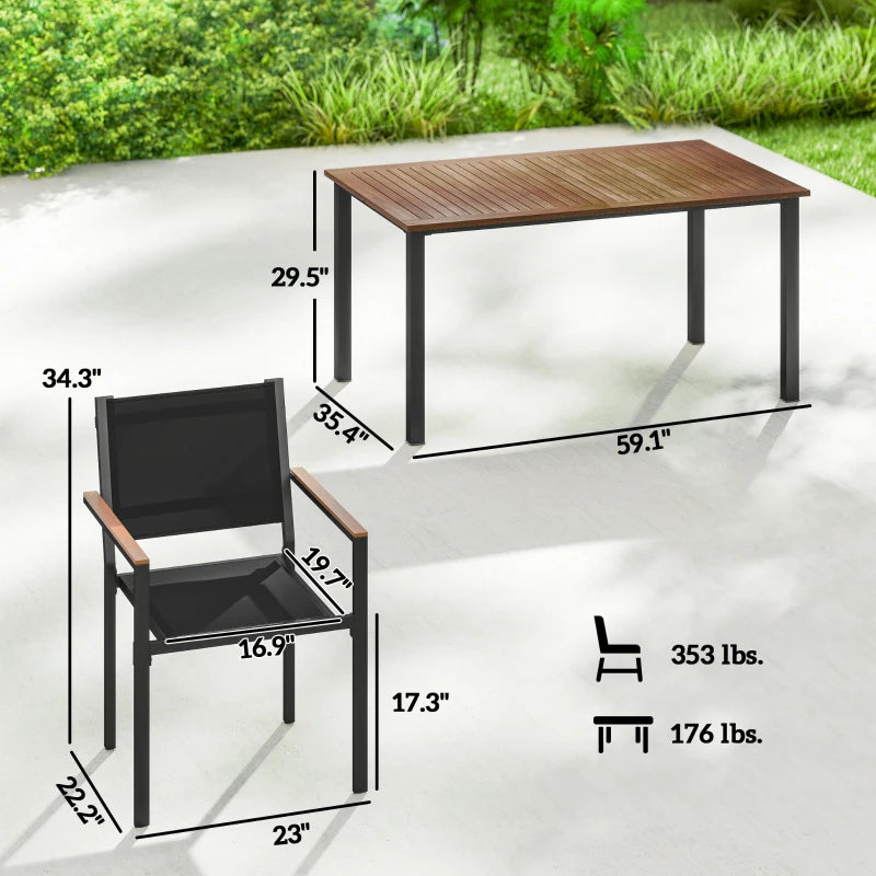 English Elm Conversation Acacia Wood Outdoor Dining Set with Mesh Chairs for Patio or Balcony T3971S00113