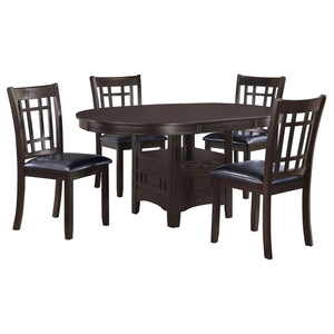 English Elm Hester Espresso 5-Piece Dining Set with Built-In Storage Cabinet, Modern Black Pattern Chairs, Wood Finish B062S00807