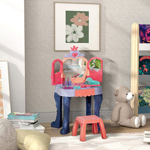 English Elm Qaba Kids Vanity Set With Mirror, Music & Lights - 20 Accessories For Creative Toddler Playtime! W2225P249753-GIGA