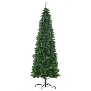 English Elm Homcom 7.5Ft Slim Pencil Artificial Christmas Tree With 1075 Branches, Auto Open & Steel Base Design W2225P229604