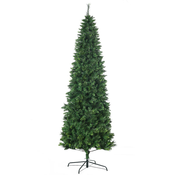 English Elm Homcom 7.5Ft Slim Pencil Artificial Christmas Tree With 1075 Branches, Auto Open & Steel Base Design W2225P229604