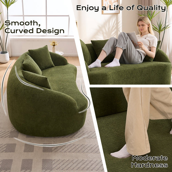 English Elm Ly-049s Curved Chenille Loveseat with Boneless Frame for Modern Living Spaces Green W2231P402441
