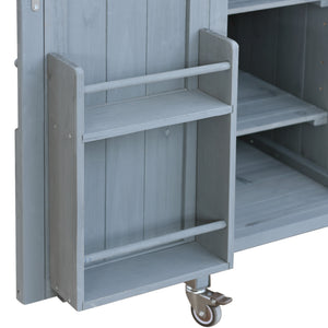 English Elm K&K Outdoor Kitchen Island Rolling Bar Cart with 1.2" Stainless Steel Top, Ample Storage, Wheels and Spice Rack Grey+Blue WF532198AAG
