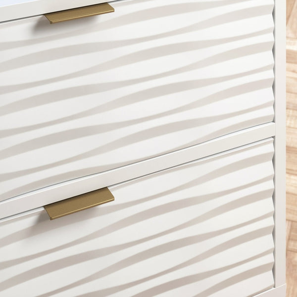 English Elm Side Table - Elegant White Finish With 2 Drawers For Storage, Perfect For Any Room Décor Style B356P367935-GIGA