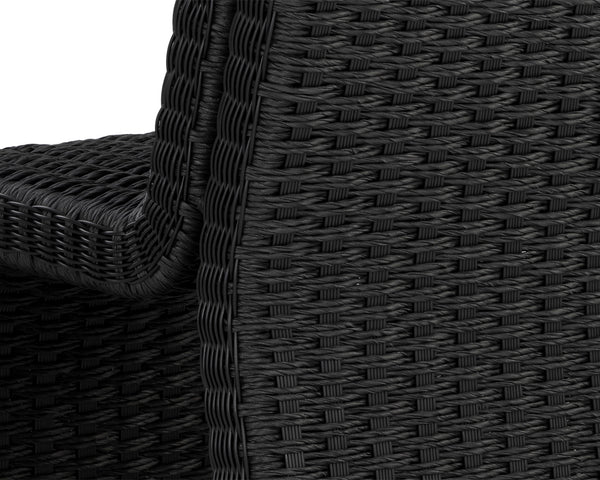 Sunpan Edessa Dining Chair - Modern Armless Design with Twisted Wicker and Aluminum Frame for Stylish Dining Black