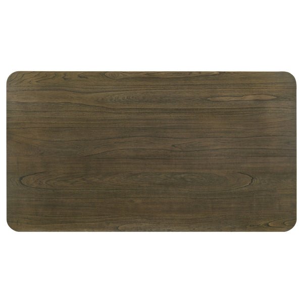 English Elm Sexton Two-tone Rectangular Dining Table Seats Six with Wood Grain Veneer Top B062P440324