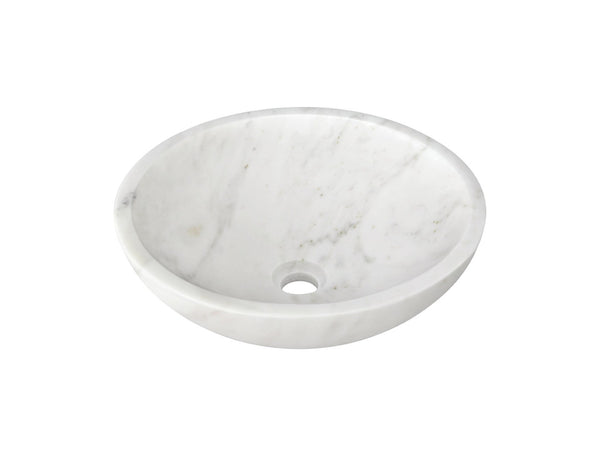 English Elm White Natural Marble Vessel Sink - Semi-Polished Elegance For Modern Bathrooms, 15.7" Diameter W1696P333277-GIGA