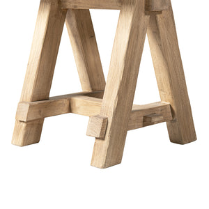 English Elm Hawthorne Reclaimed Elm Square Side Table with Trestle Base for Modern Rustic Interiors Natural B2719P474459