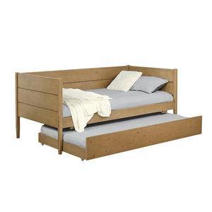 English Elm Wooden Twin Daybed with Roll-out Trundle Pine Frame for Guest or Teen Rooms B016S00057