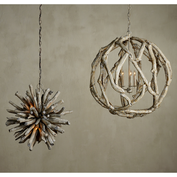 Kuka Pendant Light - Stunning Whitewashed Driftwood Starburst for Coastal Decor & Elegant Spaces