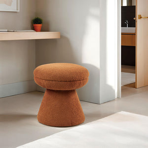 English Elm Contemporary Plush Pleated Round Ottoman Stool with Gold Trim Base, Velvet-Like Accent Seat for Living Room Brown Mix 18 L x 18 W x 20 H B2741P388373