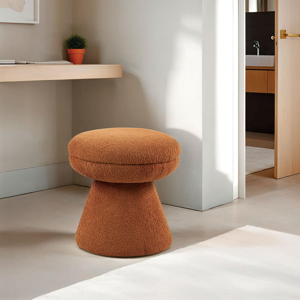 English Elm Contemporary Plush Pleated Round Ottoman Stool with Gold Trim Base, Velvet-Like Accent Seat for Living Room Brown Mix 18 L x 18 W x 20 H B2741P388373