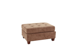 English Elm Cocktail Waffle Suede Ottoman in Truffle with Tufted Cushion, Plush 36"x26"x20" Accent Seat Hardwood Base B01152305