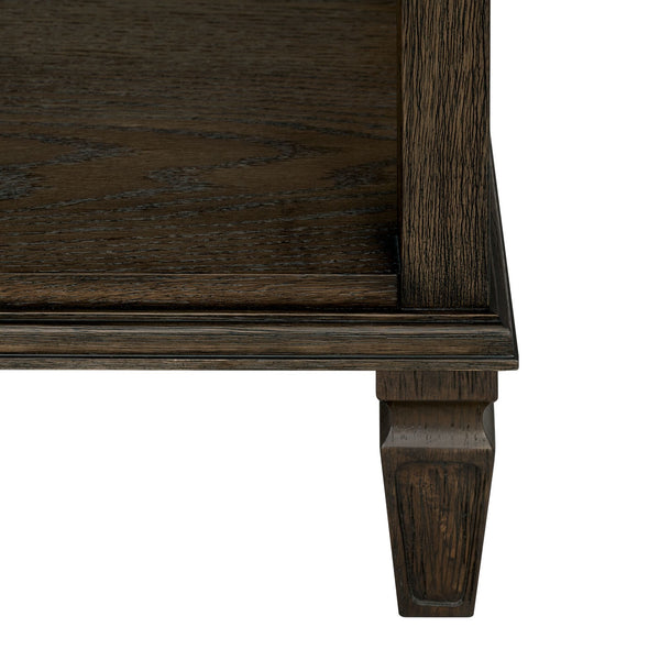 English Elm Victoria Aged Oak Nightstand with Solid Wood Legs, Wire-Brushed Veneer, Drawer & Open Shelf Brown 27 L x 22.75 W x 27.63 H B035P341164