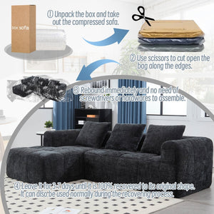 English Elm United We Win 98.42-Inch Modern Modular L-Shaped Sectional Sofa With Chaise & Convenient Side Pockets W1568S00144-GIGA