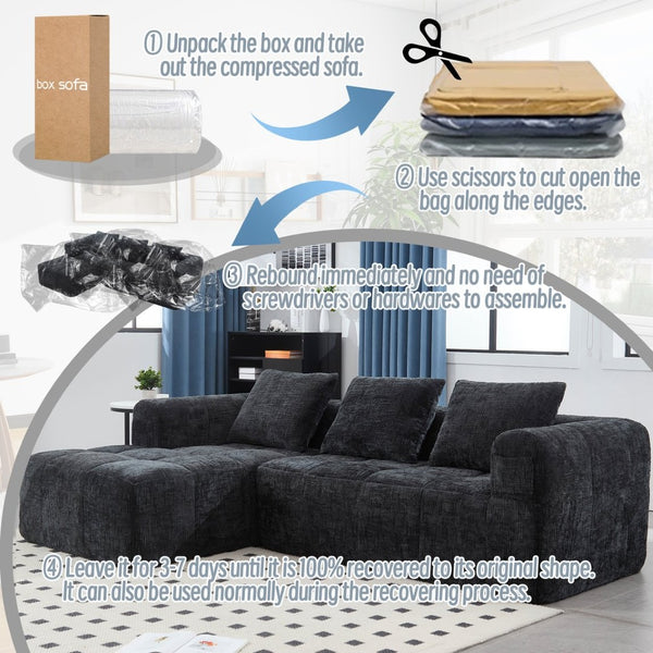 English Elm United We Win 98.42-Inch Modern Modular L-Shaped Sectional Sofa With Chaise & Convenient Side Pockets W1568S00144-GIGA