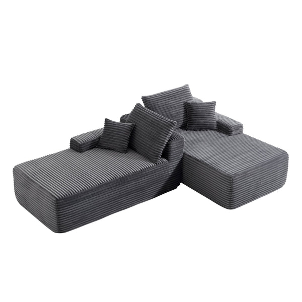 English Elm 75"cloud Double Chaise Sectional Plush Fabric Sofa Deep Seat Modern Living Room W3975S00058