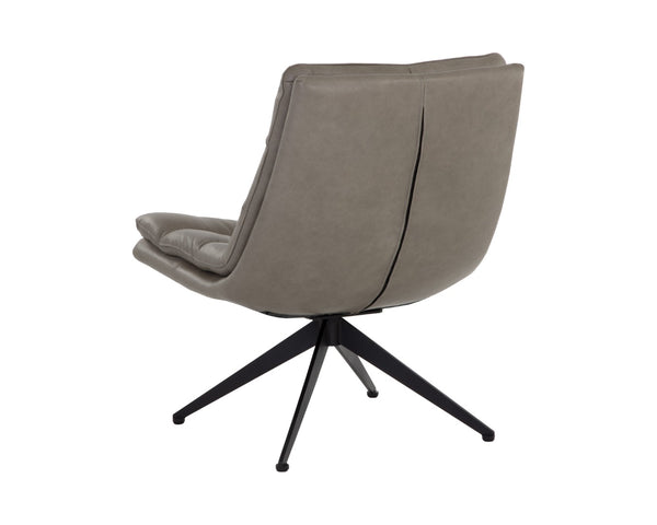 Sunpan KELLER Swivel Lounge Chair in Missouri Stone Leather - Mid-Century Modern Comfort & Style 108722