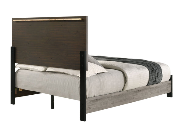 English Elm Mari Contemporary Queen Bed Frame in Gray Wood Finish with 10" Clearance, 220lb Capacity, Slat Support Light Gray 48.3 L x 34.3 W x 19.3 H B2726S00448