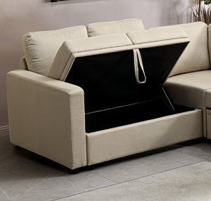 English Elm Sectional Sofa Bed - Stylish Beige Space-Saving Design For Small Living Rooms, Dorms & Offices B205S00035-GIGA