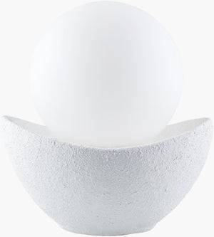 Surya Bocca Accent Table Lamp - 13" Tall Cement Base & Elegant Glass Shade For Timeless Home Illumination Body, White,Shade, White,Cord, Translucent Cement,Glass,Glass,Glass Bcc-001