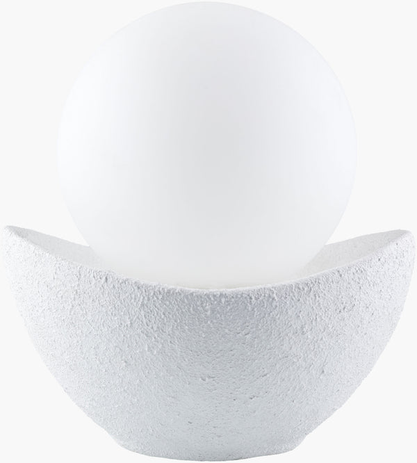 Surya Bocca Accent Table Lamp - 13" Tall Cement Base & Elegant Glass Shade For Timeless Home Illumination Body, White,Shade, White,Cord, Translucent Cement,Glass,Glass,Glass Bcc-001