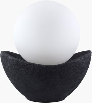 Surya Bocca Accent Table Lamp - 13" Tall Cement Base & Elegant Glass Shade For Timeless Home Illumination Body, Black,Shade, White,Cord, Translucent Cement,Glass,Glass,Glass Bcc-002