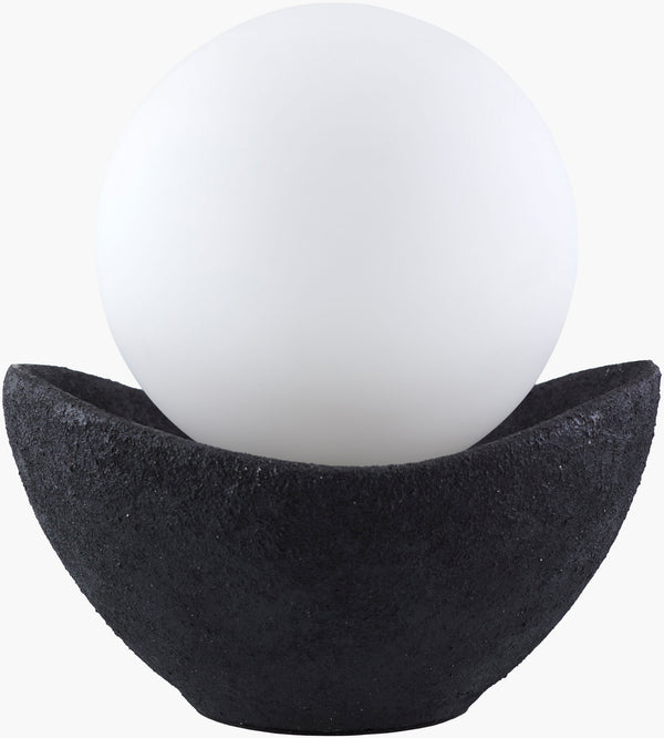 Surya Bocca Accent Table Lamp - 13" Tall Cement Base & Elegant Glass Shade For Timeless Home Illumination Body, Black,Shade, White,Cord, Translucent Cement,Glass,Glass,Glass Bcc-002