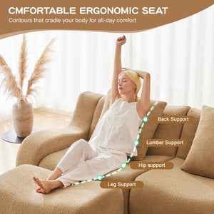 English Elm L-Shaped 4-Seat Boneless Sofa In Plush Teddy Fabric, No Assembly, Ergonomic Comfort For Living Rooms W714S01436