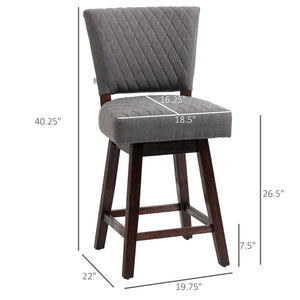 English Elm Homcom Swivel Counter Stools Set of 2 Quilted Seat Rubberwood Legs Kitchen Pub W2225P217130